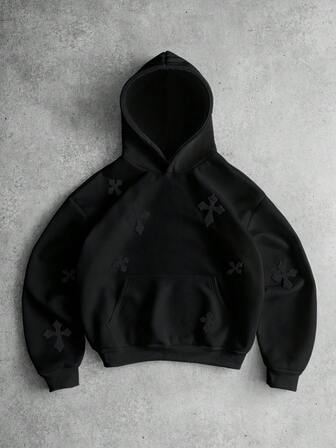 PAVTROS PAVTROS Manfinity Streetrush Sudadera con capucha bordada Brooklyn de estilo callejero popular para hombres, adecuada para festivales de música al aire libre, discotecas, bares, regalo para novio/esposo, regalo de aniversario, negro, ropa de calle, cálido invierno, Navidad, otoño