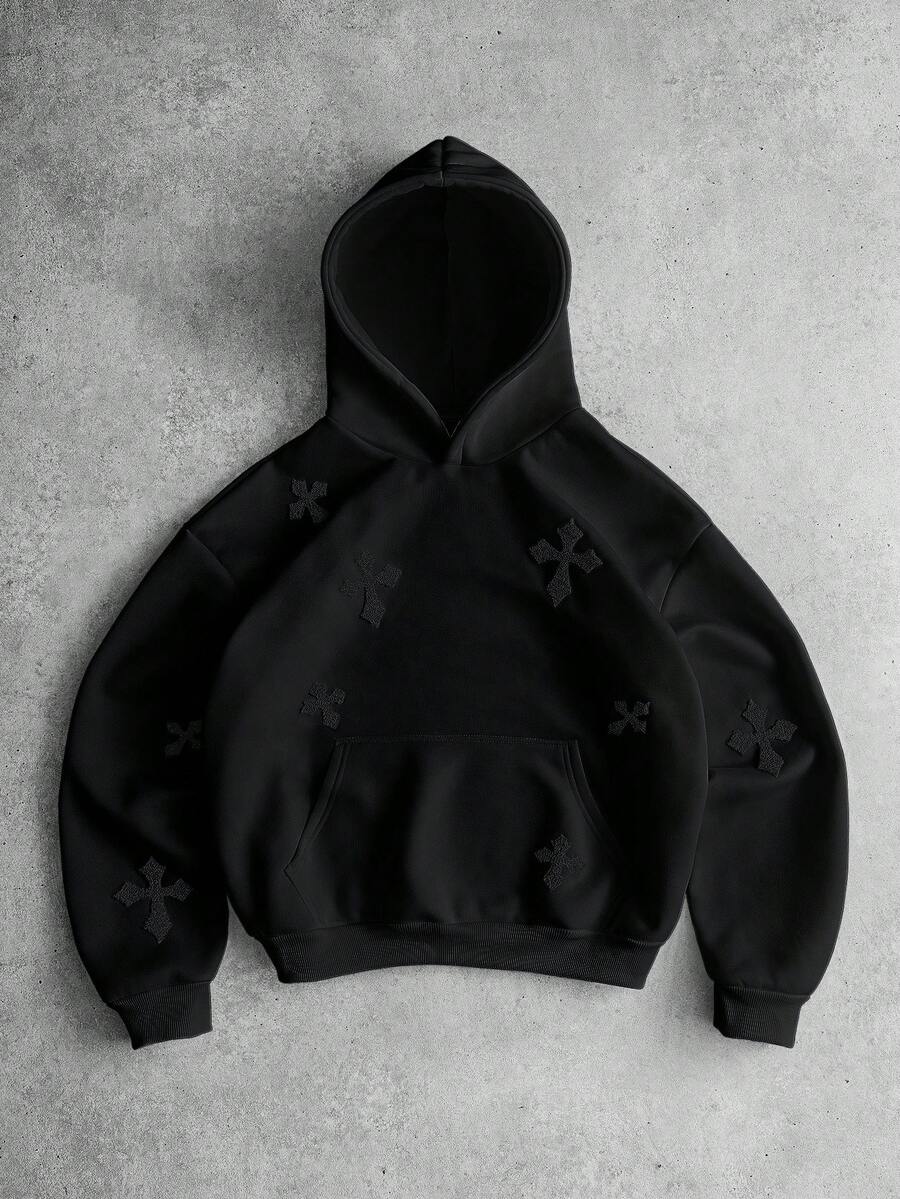 PAVTROS Manfinity Streetrush Sudadera con capucha bordada Brooklyn de estilo callejero popular para hombres, adecuada para festivales de música al aire libre, discotecas, bares, regalo para novio/esposo, regalo de aniversario, negro, ropa de calle, cálido invierno, Navidad, otoño