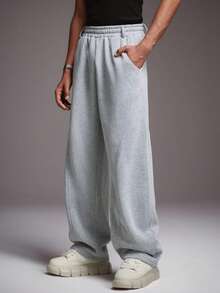 STYNVO 男士休闲纯色运动裤，适合秋冬季穿着 - 灰色 - 查看 5