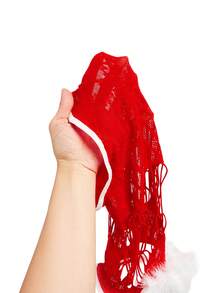 ChaseTheNight 5 Stücke/Set Sexy Frauen Netzstrumpfhose Set, Weihnachten - Rot - Übersicht 3