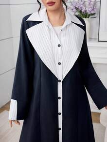 Al Najma 女士秋季二合一衬衫领多层长袍，适合日常穿着 - 彩色 - 查看 5