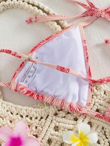 Swim Mod Women's Halter Neck Tie Coconut Tree Print Bikini Top, Spring/Summer - Multicolor - View 4