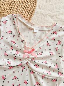 SHEIN 2件套女童长袖碎花上衣和碎花长裤，加大码 - 彩色 - 查看 8