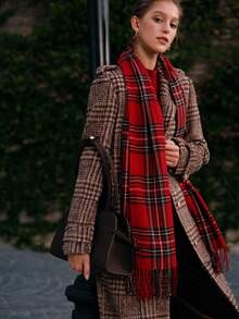 MOTF PREMIUM FALL WINTER WOOL PLAID OVERCOAT - Coffee Brown - View 12