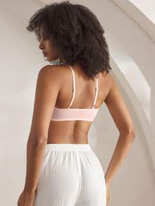 Ocili 100% Cotton Front Closure Minimalist Quality Comfortable Soft Front Closure Women Bra - Pink - View 3