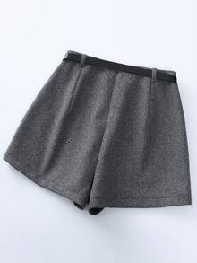 SHEIN Rosivaux 女士纯色休闲宽松百搭短裤 - 灰色 - 查看 3