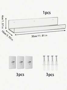 2pcs Acrylic Floating Shelf, 11.8 Inches Clear Wall Mounted Floating Display Rack For Toddler's Books, Spice, Bathroom, Makeup, Photos - Clear - View 7