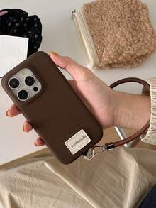 Korea PU Leather Bracelet Hanging Rope Phone Case Compatible With IPhone 17 Pro Max Air 16 15 13 14 12 Pro Max Plus 11 Stylish Soft Cover Litchi Texture Shockproof Back Cover - Multicolor - View 1