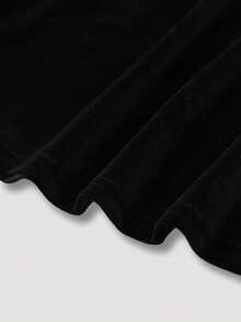 Lyxana Fashionable Personalized Party Corduroy & Contrast Lace Draped Neck Maxi Dress - Black - View 6