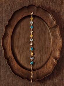 Glisma 18K金女士链式手链，西式珠宝，复古风格，宝石，服饰搭配，秋冬款，适合妈妈/女士/女孩/母亲，高档品质 - 藍色 - 查看 3