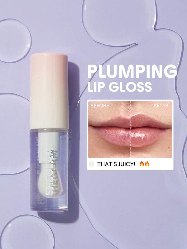 SHEGLAM ملمع الشفاه Hot Goss Plumping Lip Gloss-That'S Juicy! ملمع شفاه مكثف فوري بلمسة نهائية لامعة للغاية ملمع شفاه مرطب يقلل من الخطوط الدقيقة على الشفاه زيت توهج الشفاه غير اللاصق تخفيضات ملمع الشفاه روج,ملمع شفاه شفاف علامة تجارية جمال مكياج مستحضرات تجميل للنساء الفتيات مثالي لفصل الخريف الشتاء مثالي ل- Y2K أزياء أنيقة هدية حفلة جاهز أفضل لون
