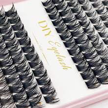 1 cụm mi, 384 sợi mi riêng lẻ, sách hướng dẫn nối mi tự làm, nối mi D Curl Lash Clusters tại nhà, cụm mi, cụm mi, lông mi riêng lẻ, lông mi, lông mi giả - Nhiều màu - Xem 5