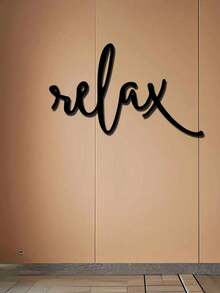 1 pieza Decoración artística Palabra "Relax" de metal negro - Letrero decorativo moderno para baño - Decoración colgante para baño - Escultura de pared de hierro para decoración del hogar, decoración de habitación, decoración de pared, regalo de cumpleaños y graduación - Multicolor - Ver 7