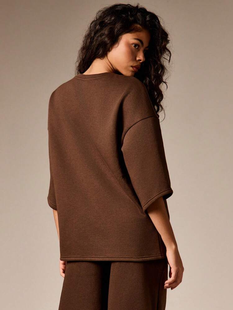 Oversized Sweatshirt With Three Quarter Sleeves