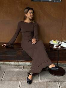 Livesso Rochie tip pulover cu volane, model toamnă/iarnă