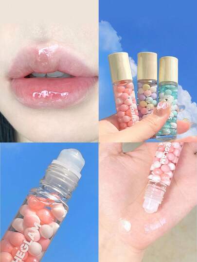 Good Times Roll Ball Lip Oil-Have A Ball Clear Plumping Lip Care High Shine Finish Maschera Per Dormire Non Appiccicosa Applicatore A Sfera Rotante Idratante Li Makeup Pink Lip Gloss Marchio Bellezza Trucco Cosmetico Per Donne Ragazze Perfetto Per Autunno Inverno Ideale Per Y2K Elegante Moda Adatto Per Compleanno Natale Presente Festa Pronto Migliore Colore