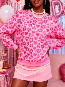 Rovax 女士休闲豹纹粉色卫衣，适合户外活动、节日庆典、街头穿着，也可作为情人节礼物、女士礼物、姐妹礼物。 - 彩色 - 查看 3