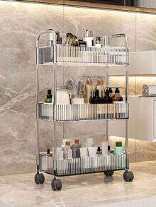 1pc Multi-Layer Storage Rack, Acrylic Removable Floor-Standing Cart Snack Storage Shelf, For Kitchen/Bathroom/Living Room/Bedroom Outdoor Decor
