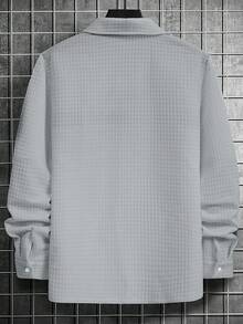 Manfinity Homme Men's Striped Long Sleeve Single-Breasted Casual Shacket Men Long Sleeved Shirt - Dark Grey - View 2