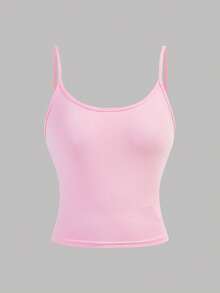 Girlism Bộ 4 áo hai dây ngắn thường ngày cho bé gái tuổi teen, phù hợp cho mùa xuân, hè, thu và đông - Hồng - Xem 4