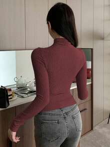 DAZY Bestselling Brushed Cinched Waist Women's T-Shirt - Burgundy - View 3