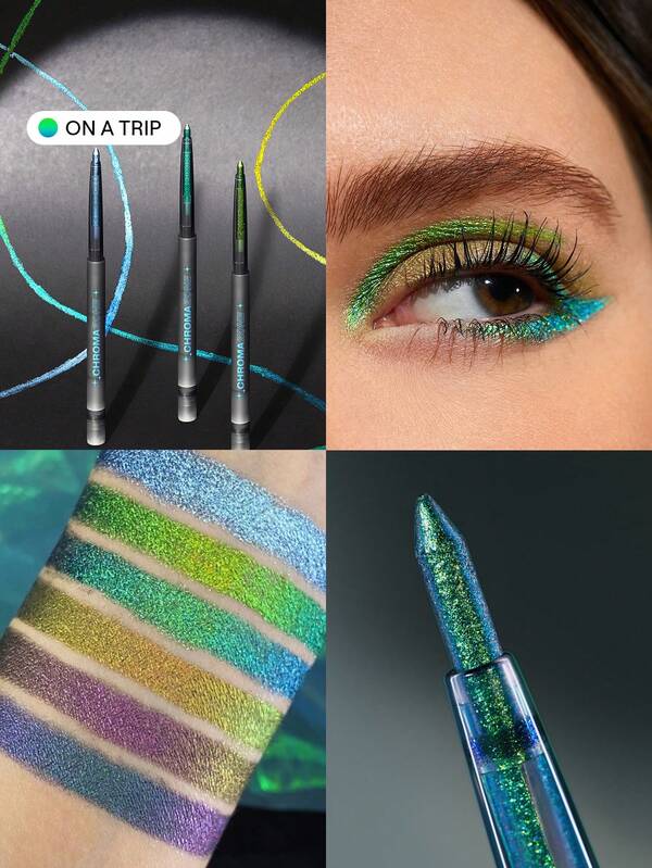 SHEGLAM Delineador En Gel Multicolor Chroma Zone-On A Trip, 3 Colores, Brillante, Ultra Pigmentado, Acabado Muy Brillante, Resistente Al Agua Y Al Sudor, No Se Mancha, Delineador Suave Multiusos Verde, Para Fiestas NavideñAs Y Marca Belleza Maquillaje CosméTico Para Mujeres NiñAs Perfecto Para OtoñO Invierno Ideal Para Y2K Elegante Moda Adecuado Para CumpleañOs Navidad Presente Fiesta Listo Mejor Color