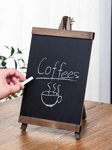 Cirelle 1pc Nordic-Style Wooden Desktop Blackboard - Antique Style Blackboard For Home Office, Living Room And Corridor Decoration, Inspiring Message Board, Distressed Small Blackboard Message Board, Coffee Shop Small Ornaments, High-End Living Room Corridor Decoration - Black - View 5