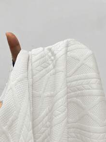 SHEIN 2件套 大童休闲标语贴花图案提花编织格纹纹理面料圆领卫衣和运动裤，秋冬季 - 綠色 - 查看 5