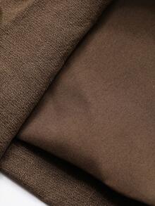 DAZY 女士夏季无袖开襟背心外套和直筒裤两件套休闲套装 - 棕色 - 查看 7