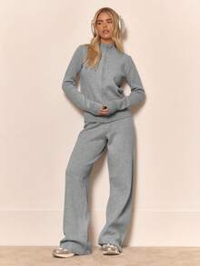 MUSERA Cárdigan de cuello de embudo con cremallera, de punto jaspeado, solo para ropa de estar en casa en invierno, acogedor, trabajo, lindo, elegante, suéter casual de primavera - Gris - Ver 5