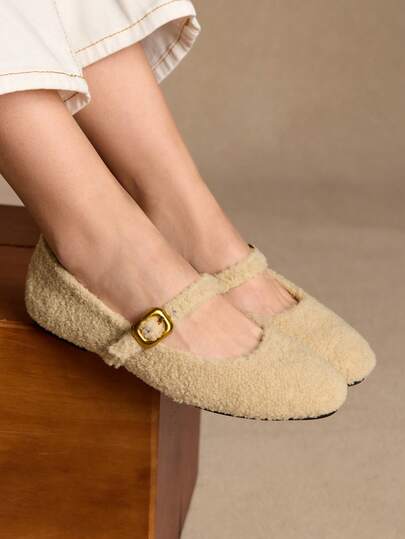 Rosivie Retro Buckle Decor Flat Shoes For Women, Versatile & Elegant, Spring/Summer, British Style