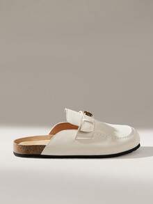 Solecia Women's Metal Flower Decor Casual Slip-On Mules - Apricot - View 1