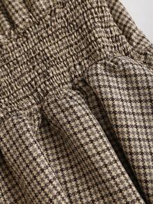 Sweetra French Retro Elegant Sweet Cinched Waist 2 In 1 Long Sleeve Bow Plaid Patchwork Brown Mini Dress, Autumn/Winter - Multicolor - View 4