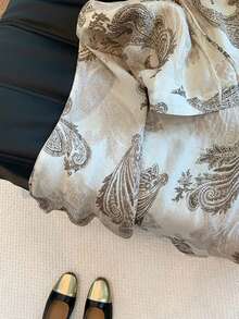 Airaco Chân váy đuôi cá buộc eo in họa tiết thanh lịch cho nữ - Màu be - Xem 4