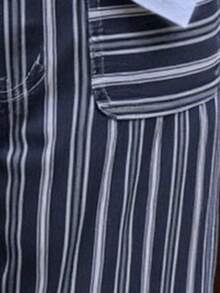 Nöista Quần ống rộng kẻ sọc với cạp cao và túi trước ngoại cỡ, mang đến kiểu dáng sang trọng và thanh lịch, hoàn hảo cho trang phục nghỉ xuân của nữ, phong cách thường ngày tinh tế, vẻ ngoài lịch lãm, trang phục sinh nhật lễ hội và ngày Valentine hiện đại. - Màu xanh hải quân - Xem 5