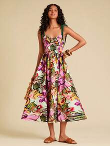 Travachic 女士度假风梭织印花吊带中长连衣裙 - 彩色 - 查看 4