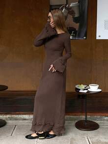 Livesso Rochie tip pulover cu volane, model toamnă/iarnă