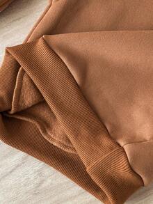 SHEIN 3件套男婴幼儿0-3岁秋冬休闲可爱熊斜挎包+长袖羊毛衫+裤子3件套服装 - 棕色 - 查看 8