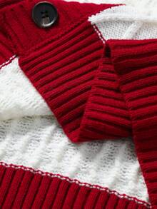 Manfinity Homme Men's Contrast Color Long Sleeve Single-Breasted Casual Knit Cardigan, Autumn/Winter - Red - View 7