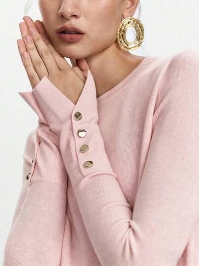 Lumivelle Christmas Women's All-Match Round Neck Casual Versatile Long Sleeve Knit Sweater