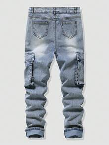 Teenage Denim Stretch Skinny Jeans, Vintage Street-Style Fashion Recommendation, Light Blue Washed Distressed Denim Jeans Perfectly Blend Retro Workwear Style And Street Rebellious Vibe - Light Wash - View 2