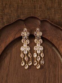 Glisma 18K金女士吊坠耳环，哥特风/复古风，串珠，西部风珠宝，金属质感/纹理，宝石，适合妈妈/女士/女孩/母亲，高级，复古，十字架，夏季/海滩/舞会，多层/宝石/串珠/水晶，吊坠/粗款 - 金黃色 - 查看 3