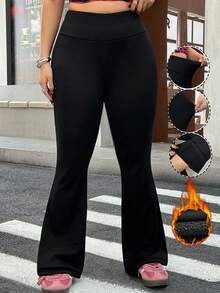 SHEIN EZwear 大码休闲纯色厚裤