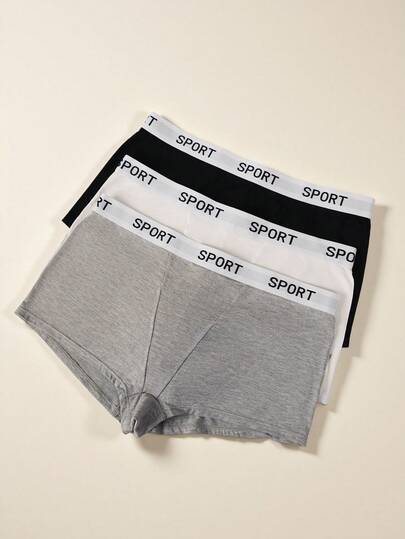 Snug Zone 3pcs/Pack Plus Size Simple Printed Casual Underwear