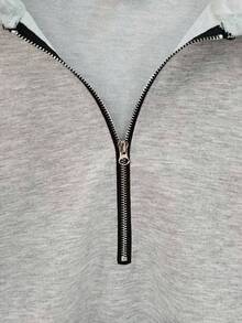 GlowEve CURVE Elegant And Casual Summer Sweatshirt In Plus Size - Light Grey - View 4