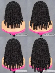 Wear & Go Burmese Curly Human Hair Half Wig 3 In 1 Drawstring Wig Ramah untuk Pemula, Pas Fleksibel, Tampilan Alami dan Tanpa Sambungan, Kepadatan 180%, Bob 14-16 Inci & Panjang 18-26 Inci - SNatural - View 5