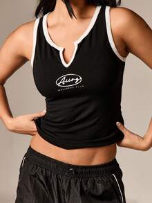 AiiRZ 撞色包边V领无袖背心，适合春夏叠穿，休闲百搭 - 黑與白 - 查看 4