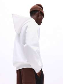 SUMWON Hoodie Pullover Pria dengan Cetakan Teks Kaligrafi Lengan Panjang Kasual Streetwear Sweatshirt Musim Dingin Musim Gugur Nyaman Polos - Putih - View 3