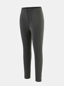 SHEIN 两件套男童休闲纯色圆领长袖上衣和裤子内搭套装，波西米亚哥特风 Y2K 街头风锐舞度假假日派对节日秋冬复古休闲舒适装