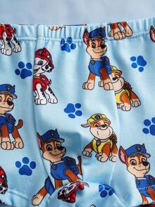 SHEIN | PAW Patrol 男童舒适撞色滚边狗狗印花背心短裤套装，夏季